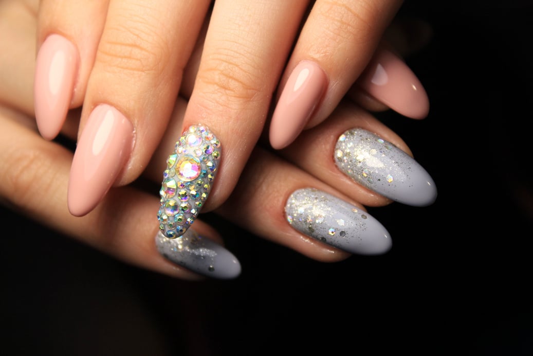 Colorful Christmas nails winter nail designs with glitter,rhinestones